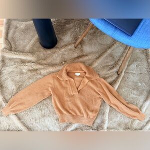 Anthropologie Maeve V-Neck Polo Honey Pullover Sweater Size Small